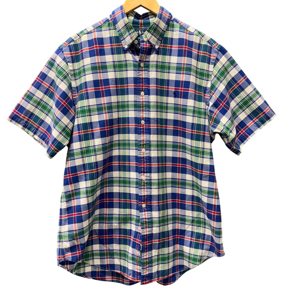 Ralph Lauren Shirt Mens Large Plaid Cotton Button Down Classic Fit Vintage